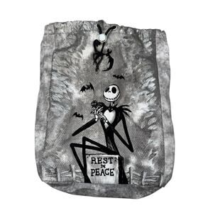 DISNEY PARKS Jack Skellington Gray Tie Dye Rest In Peace Drawstring Backpack